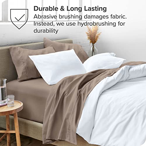 Bare Home Queen Sheet Set - Luxury 1800 Ultra-Soft Microfiber Queen Bed Sheets - Double Brushed - Deep Pockets - Easy Fit - 4 Piece Set - Bedding Sheets & Pillowcases (Queen, Taupe)