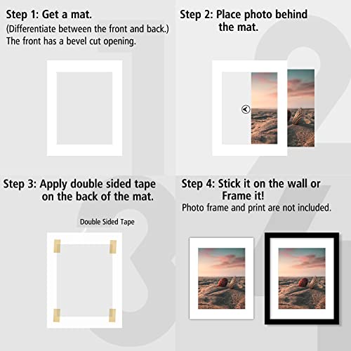 Golden State Art, White Pre-Cut 11x14 Picture Mat for 8.5x11 Photo, with Acid Free White Core High Premier Bevel Cut Mattes (10-Pack)