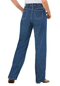 woman within women's plus size petite perfect cotton back elastic jean - 22 wp, medium stonewash blue