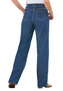 woman within women's plus size petite perfect cotton back elastic jean - 26 wp, medium stonewash blue