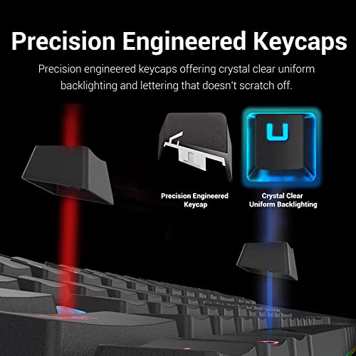 Redragon K552 Mechanical Gaming Keyboard RGB LED Backlit Wired with Anti-Dust Proof Switches for Windows PC (Black, 87 Key Blue Switches)