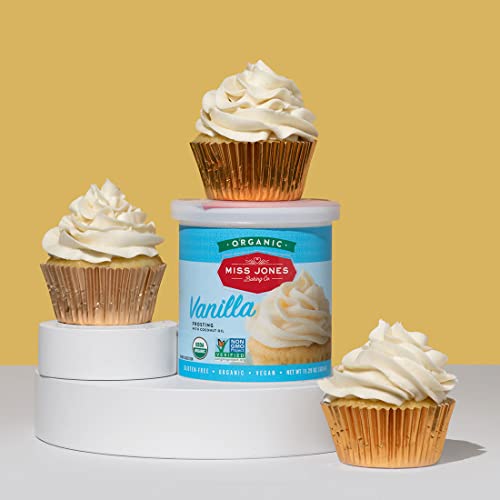 Miss Jones Baking Organic Buttercream Frosting, Perfect for Icing and Decorating, Vegan-Friendly: Vanilla (Pack of 1)