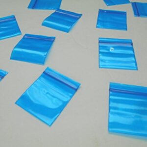 Mini Poly Bags (1.5"x1.5") Small Plastic Baggies, Thick 2mil, Colorful Rave Party Pouches (1515) Tiny Ziplock Dime Bag (500, Blue)