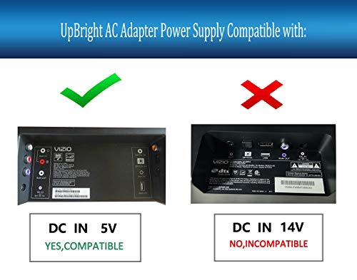 UpBright 5V AC/DC Adapter Compatible with Vizio Soundbar S2920w-C0 S2920W-CO S2920 w SB2920-C6 S2920W-C0B S2920W-COB S2920w-C0R 1019-0000067 1019-0000063 10602060041 Sound Bar Speaker 5VDC 1A Charger