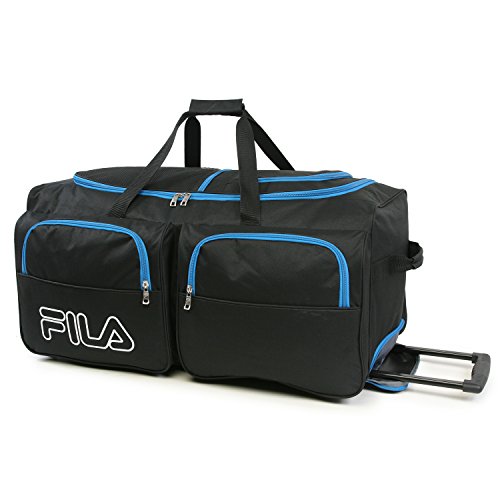 Fila 7-Pocket Large Rolling Duffel Bag, Black/Blue, One Size