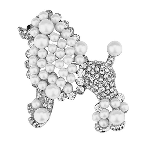 WT Jewelry Sigma Gamma Rho Inspired Silver Toned Pretty Poodle Crystal Brooch