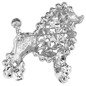 WT Jewelry Sigma Gamma Rho Inspired Silver Toned Pretty Poodle Crystal Brooch