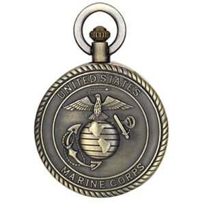jewelrywe bronze retro pocket watch united states marine corps engraved men's quartz pocket watch for xmas