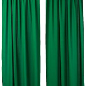 LA Linen Pack-2 Polyester Poplin Backdrop Drape 96 by 58-Inch Wide, Emerald Green, 96 x 58