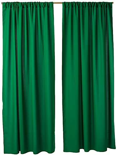 LA Linen Pack-2 Polyester Poplin Backdrop Drape 96 by 58-Inch Wide, Emerald Green, 96 x 58