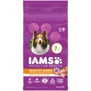iams healthy aging adult dry dog food for mature and senior dogs with real chicken, 7 lb. bag