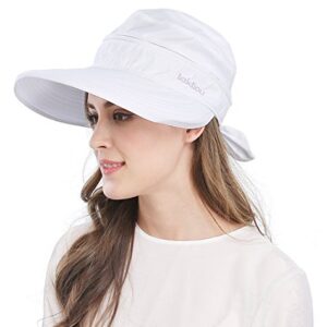 Wide Large Brim Sun Hat Summer UV Protection Thin Hat 2 in 1 Beach Sun Hat,White,One Size