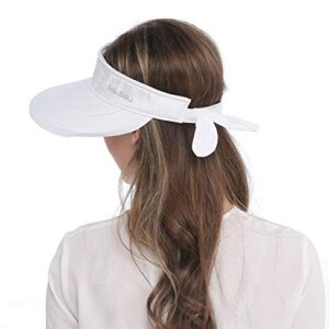 Wide Large Brim Sun Hat Summer UV Protection Thin Hat 2 in 1 Beach Sun Hat,White,One Size