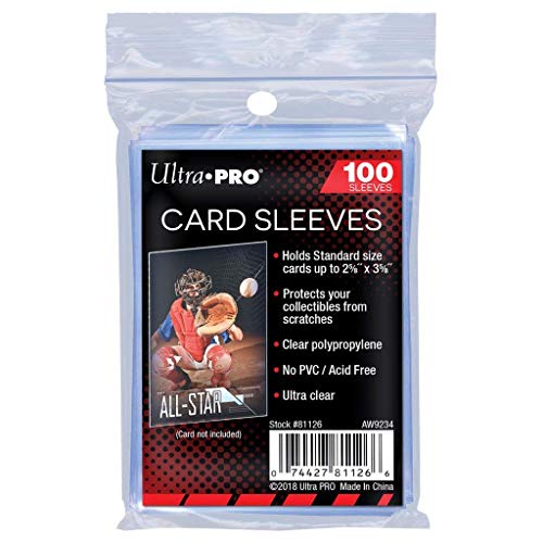 Ultra PRO - 100 Count Soft Card Sleeves 2-5/8" X 3-5/8" - Protect Your Valuable Sports Cards, Gaming Cards, and Collectible Trading Cards in Ultra Clear Card Sleeves