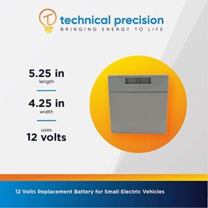 12V Battery for Barbie Beach Party Jeep Wrangler H4433 Power Wheels Fisher Price by Technical Precision - Rechargeable Gray Battery - 1 Unit