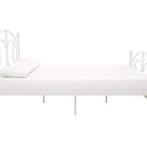 DHP Bombay Metal Platform Bed with Parisian Style Headboard and Footboard, Adjustable Base Height for Underbed Storage, No Box Spring Needed, Full, White