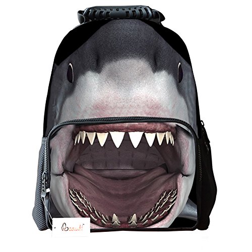 Ibeauti Unisex School Backpack, Large Capacity 3D Vivid Animal Shark Backpack Back To School Bag Backpack (Shark)