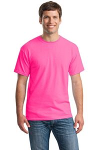 gildan mens 5.3 oz. heavy cotton t-shirt g500 -safety pink xl