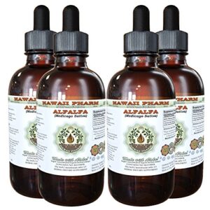 hawaiipharm alfalfa alcohol-free liquid extract, alfalfa (medicago sativa) sprouting seed glycerite natural herbal supplement 4x4 oz