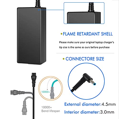 19.5V 3.33A AC Adapter Charger for HP 15-F009WM 15-F023WM 15-F039WM 15-F059WM 15-g073nr F9H92UA 15-g074nr Laptop 4.5/3.0mm Power Supply with Cord