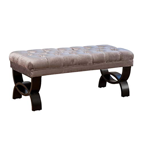 Christopher Knight Home Hilton Velvet Ottoman, Dark Grey