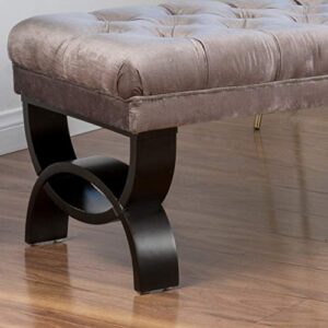 Christopher Knight Home Hilton Velvet Ottoman, Dark Grey