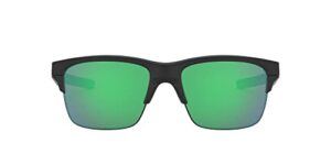 oakley men's oo9316 thinlink rectangular sunglasses, matte black/jade iridium, 63 mm
