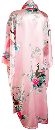 CCcollections Kimono robe long 16 colors PREMIUM Peacock bridesmaid bridal shower womens gift (Pink Baby)