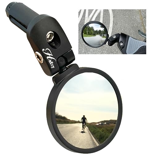 Hafny Bar End Bike / Bicycle Mirror, Stainless Steel Lens , Safe Adjustable Rearview Cycle / E-bike Mirror, HF-MR083 (Black 62mm)