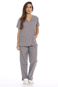 just love 22251v-xl light grey women's scrub sets/medical scrubs/nursing scrubs