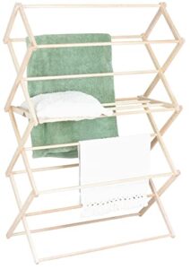 pennsylvania woodworks clothes drying rack: solid maple hardwood laundry rack for bedding, blankets, towels & more, heavy duty, folding drying rack made in usa, no assembly needed, extra large