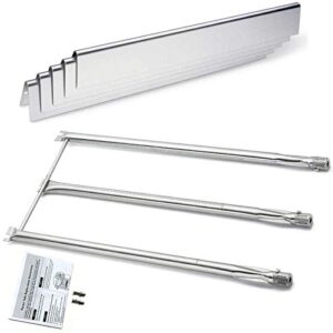 hisencn grill parts replacement for weber spirit 310 e310, genesis silver b c, genesis platinum b c, weber 900 (with side control knobs), stainless steel burner 28 1/8" and flavorizer bar 22 1/2"