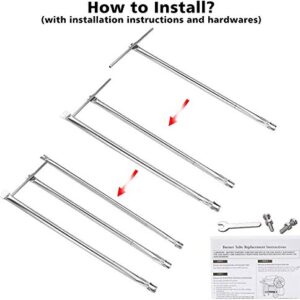 Hisencn Grill Parts Replacement for Weber Spirit 310 E310, Genesis Silver B C, Genesis Platinum B C, Weber 900 (with Side Control Knobs), Stainless Steel Burner 28 1/8" and Flavorizer Bar 22 1/2"