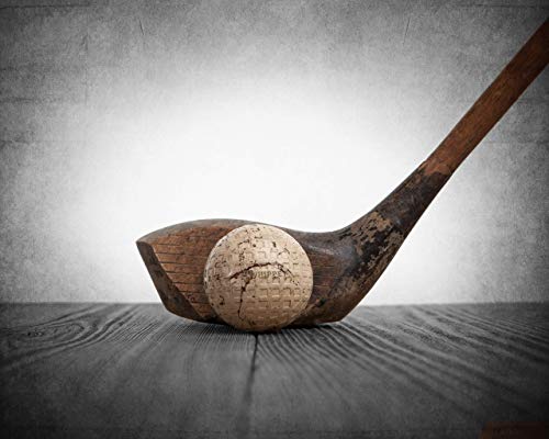 Vintage Golf Wood and Ball on Vintage Background Fine Art Photography Print, Golf Photo, Vintage Golf Artwork