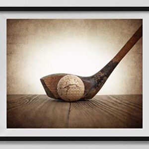 Vintage Golf Wood and Ball on Vintage Background Fine Art Photography Print, Golf Photo, Vintage Golf Artwork