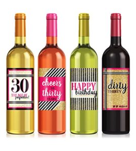 dirty 30 birthday wine label set - set of 4 - exactly as shown