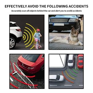 EKYLIN Car Auto Vehicle Reverse Backup Radar System with 4 Parking Sensors Distance Detection + LED Distance Display + Sound Warning (Silver Color)