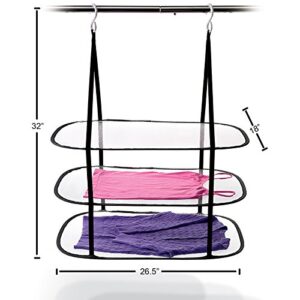 HOMZ 4240006 Sweater, Delicates, Swimsuit, 3 Tier Drying Surface, 10Lb Capacity Hanging Dryer, Set of 1, Black