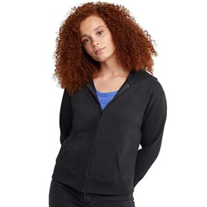 hanes women's ecosmart full-zip hoodie sweatshirt, ebony, x large