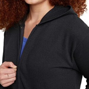 Hanes Women's EcoSmart Full-Zip Hoodie Sweatshirt, Ebony, x Large