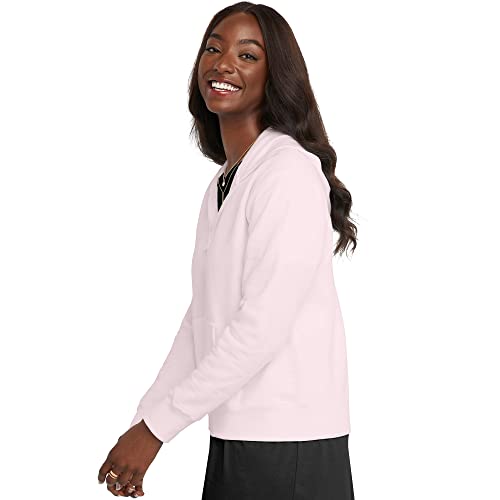 Hanes Women's EcoSmart Full-Zip Hoodie Sweatshirt, Pale Pink, Medium