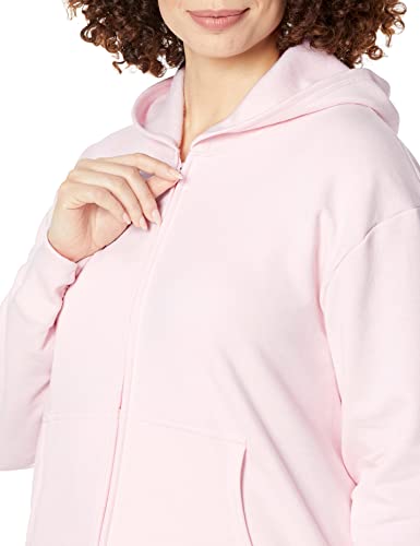 Hanes Women's EcoSmart Full-Zip Hoodie Sweatshirt, Pale Pink, Medium