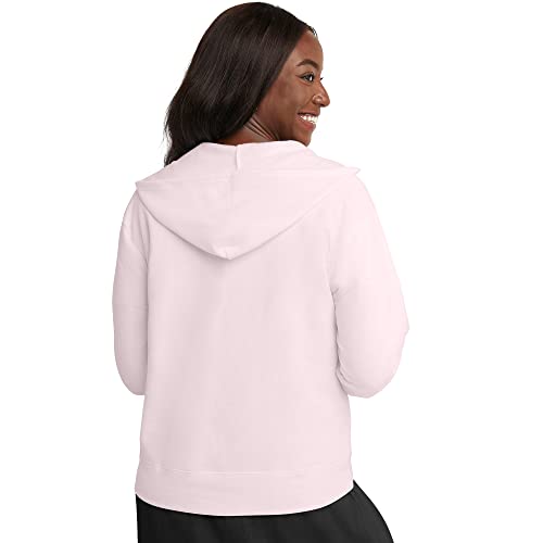 Hanes Women's EcoSmart Full-Zip Hoodie Sweatshirt, Pale Pink, Medium