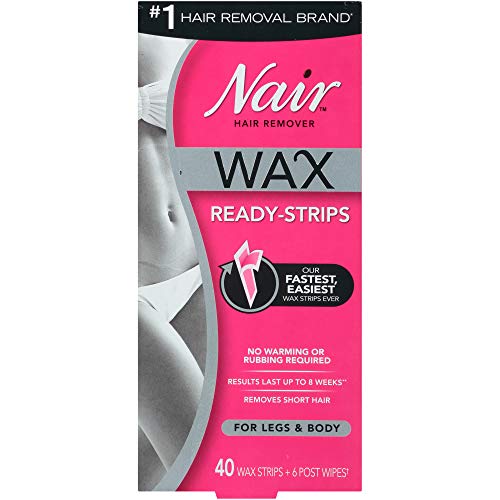 Nair Hair Remover Wax Ready- Strips for Legs & Body, 40 CT Set of 3