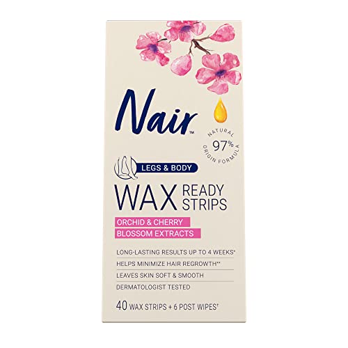 Nair Hair Remover Wax Ready- Strips for Legs & Body, 40 CT Set of 3