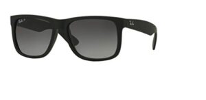 ray-ban rb4165 justin polarized sunglasses matte black w/grey gradient (622/t3) 4165 622t3 55mm authentic