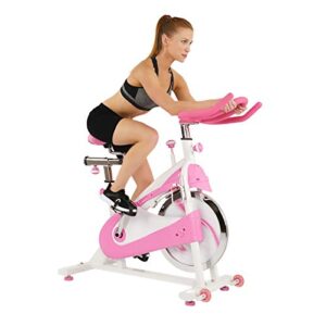 sunny health & fitness p8150 belt drive premium indoor cycling bike, pink