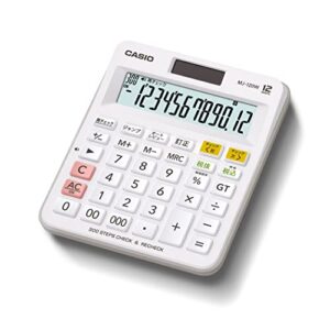 casio mj-120w-n standard calculator, mini just type, 12 digits