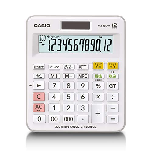 Casio MJ-120W-N Standard Calculator, Mini Just Type, 12 Digits