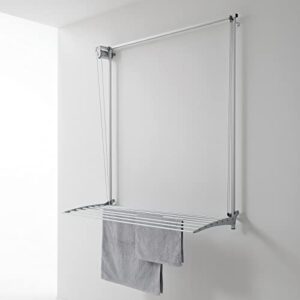 foxydry wall mounted clothes drying rack, pulley clothes airer wall, vertical drop down laundry drying rack (80)